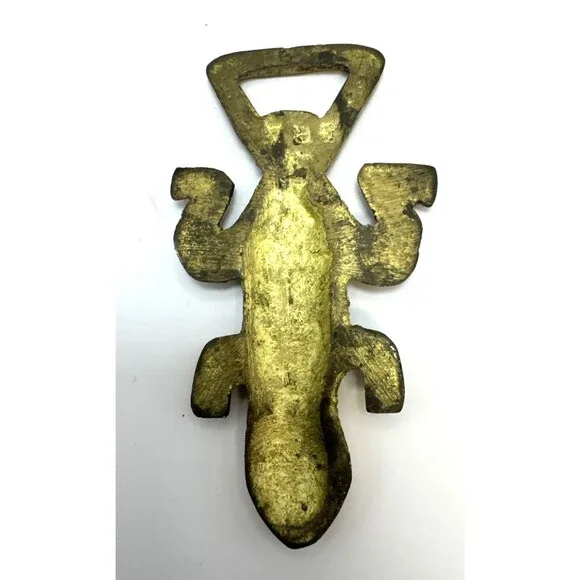 Lizard Solid Brass Bottle Can Opener Beer Soda Vintage Collectable Reptile 4 In - Picture 4 of 6